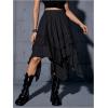 imageVerdusa Womens Renaissance Flowy Fairy Skirt Y2k Contrast Lace Layered Asymmetrical Midi SkirtsBlack