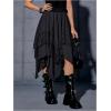 imageVerdusa Womens Renaissance Flowy Fairy Skirt Y2k Contrast Lace Layered Asymmetrical Midi SkirtsBlack