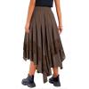 imageVerdusa Womens Renaissance Flowy Fairy Skirt Y2k Contrast Lace Layered Asymmetrical Midi SkirtsBrown