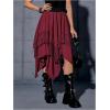 imageVerdusa Womens Renaissance Flowy Fairy Skirt Y2k Contrast Lace Layered Asymmetrical Midi SkirtsBurgundy
