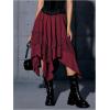 imageVerdusa Womens Renaissance Flowy Fairy Skirt Y2k Contrast Lace Layered Asymmetrical Midi SkirtsBurgundy