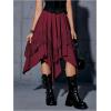 imageVerdusa Womens Renaissance Flowy Fairy Skirt Y2k Contrast Lace Layered Asymmetrical Midi SkirtsBurgundy