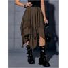 imageVerdusa Womens Renaissance Flowy Fairy Skirt Y2k Contrast Lace Layered Asymmetrical Midi SkirtsCoffee Brown