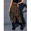 imageVerdusa Womens Renaissance Flowy Fairy Skirt Y2k Contrast Lace Layered Asymmetrical Midi SkirtsCoffee Brown