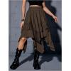 imageVerdusa Womens Renaissance Flowy Fairy Skirt Y2k Contrast Lace Layered Asymmetrical Midi SkirtsCoffee Brown