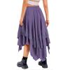 imageVerdusa Womens Renaissance Flowy Fairy Skirt Y2k Contrast Lace Layered Asymmetrical Midi SkirtsDark Purple