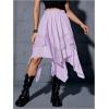imageVerdusa Womens Renaissance Flowy Fairy Skirt Y2k Contrast Lace Layered Asymmetrical Midi SkirtsFloral Light Purple