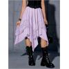imageVerdusa Womens Renaissance Flowy Fairy Skirt Y2k Contrast Lace Layered Asymmetrical Midi SkirtsFloral Light Purple