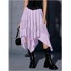 imageVerdusa Womens Renaissance Flowy Fairy Skirt Y2k Contrast Lace Layered Asymmetrical Midi SkirtsFloral Light Purple