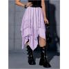 imageVerdusa Womens Renaissance Flowy Fairy Skirt Y2k Contrast Lace Layered Asymmetrical Midi SkirtsFloral Light Purple