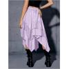 imageVerdusa Womens Renaissance Flowy Fairy Skirt Y2k Contrast Lace Layered Asymmetrical Midi SkirtsFloral Light Purple