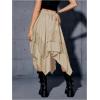imageVerdusa Womens Renaissance Flowy Fairy Skirt Y2k Contrast Lace Layered Asymmetrical Midi SkirtsKhaki