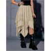 imageVerdusa Womens Renaissance Flowy Fairy Skirt Y2k Contrast Lace Layered Asymmetrical Midi SkirtsKhaki