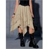 imageVerdusa Womens Renaissance Flowy Fairy Skirt Y2k Contrast Lace Layered Asymmetrical Midi SkirtsKhaki