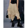 imageVerdusa Womens Renaissance Flowy Fairy Skirt Y2k Contrast Lace Layered Asymmetrical Midi SkirtsKhaki