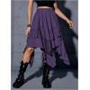 imageVerdusa Womens Renaissance Flowy Fairy Skirt Y2k Contrast Lace Layered Asymmetrical Midi SkirtsLight Purple
