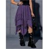 imageVerdusa Womens Renaissance Flowy Fairy Skirt Y2k Contrast Lace Layered Asymmetrical Midi SkirtsLight Purple