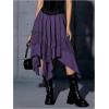 imageVerdusa Womens Renaissance Flowy Fairy Skirt Y2k Contrast Lace Layered Asymmetrical Midi SkirtsLight Purple