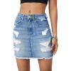 imageVerdusa Womens Ripped Raw Hem Pencil Bodycon Denim SkirtMedium Wash