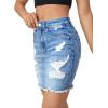 imageVerdusa Womens Ripped Raw Hem Pencil Bodycon Denim SkirtMedium Wash