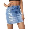 imageVerdusa Womens Ripped Raw Hem Pencil Bodycon Denim SkirtMedium Wash