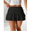 imageVerdusa Womens Ruffle Layered Mini Skirts Y2K Flared Flowy Short SkirtBlack