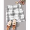 imageVerdusa Womens Split Hem Zipper Side Bodycon Mini SkirtPlaid White
