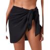 imageVerdusa Womens Tassel Hem Asymmetrical Swimwear Wrap Cover Up SkirtPlain Black