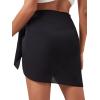 imageVerdusa Womens Tassel Hem Asymmetrical Swimwear Wrap Cover Up SkirtPlain Black