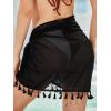 imageVerdusa Womens Tassel Hem Asymmetrical Swimwear Wrap Cover Up SkirtSolid Black