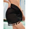 imageVerdusa Womens Tassel Hem Asymmetrical Swimwear Wrap Cover Up SkirtSolid Black