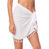 imageVerdusa Womens Tassel Hem Asymmetrical Swimwear Wrap Cover Up SkirtWhite