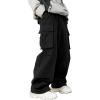 imageVerdusa Mens Pocket Side Drawstring Elastic Waist Loose Wide Leg Cargo Pants