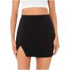 imageVerdusa Womens Casual Asymmetrical Slit Split Hem Bodycon Pencil Mini SkirtBlack
