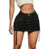 imageVerdusa Womens Casual Street Low Waist Tape Denim Cargo Mini Skirt with Flap PocketSolid Black