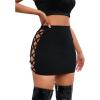 imageVerdusa Womens Criss Cross Split Side High Waist Short Bodycon SkirtBlack