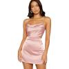 imageVerdusa Womens Draped Cut Out Crisscross Tie Backless Satin Cami DressLight Pink