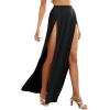 imageVerdusa Womens Elastic Waist High Split Wrap Flowy Long Maxi SkirtSolid Black