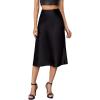 imageVerdusa Womens Elegant High Waist Satin A Line Flared Midi SkirtBlack