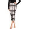 imageVerdusa Womens Elegant Plaid Elastic Waist Bodycon Midi SkirtNude and Black Grid
