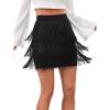 imageVerdusa Womens Fringe Trim High Waist Short Pencil Bodycon SkirtBlack