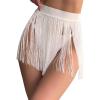 imageVerdusa Womens Fringe Trim High Waisted Mini Skirts Cover UpWhite