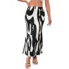 imageVerdusa Womens High Waist Graphic Print A Line Pleated Long SkirtBlack Multi