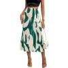 imageVerdusa Womens High Waist Graphic Print A Line Pleated Long SkirtGreen