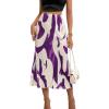 imageVerdusa Womens High Waist Graphic Print A Line Pleated Long SkirtPurple