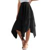 imageVerdusa Womens Lace Overlay Elastic Waist Asymmetrical High Low A Line Long SkirtBlack