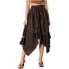 imageVerdusa Womens Lace Overlay Elastic Waist Asymmetrical High Low A Line Long SkirtBrown