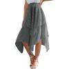 imageVerdusa Womens Lace Overlay Elastic Waist Asymmetrical High Low A Line Long SkirtCadet Blue