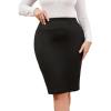 imageVerdusa Womens Plus Size Knee Length High Waist Bodycon Business Pencil SkirtBlack