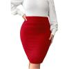 imageVerdusa Womens Plus Size Knee Length High Waist Bodycon Business Pencil SkirtRed